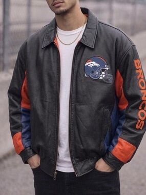 Denver Broncos Black Leather Jacket